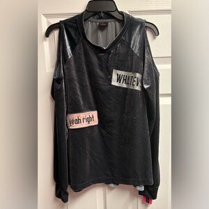 NWT Material Girl Cold Shoulder Velour Top Size Large